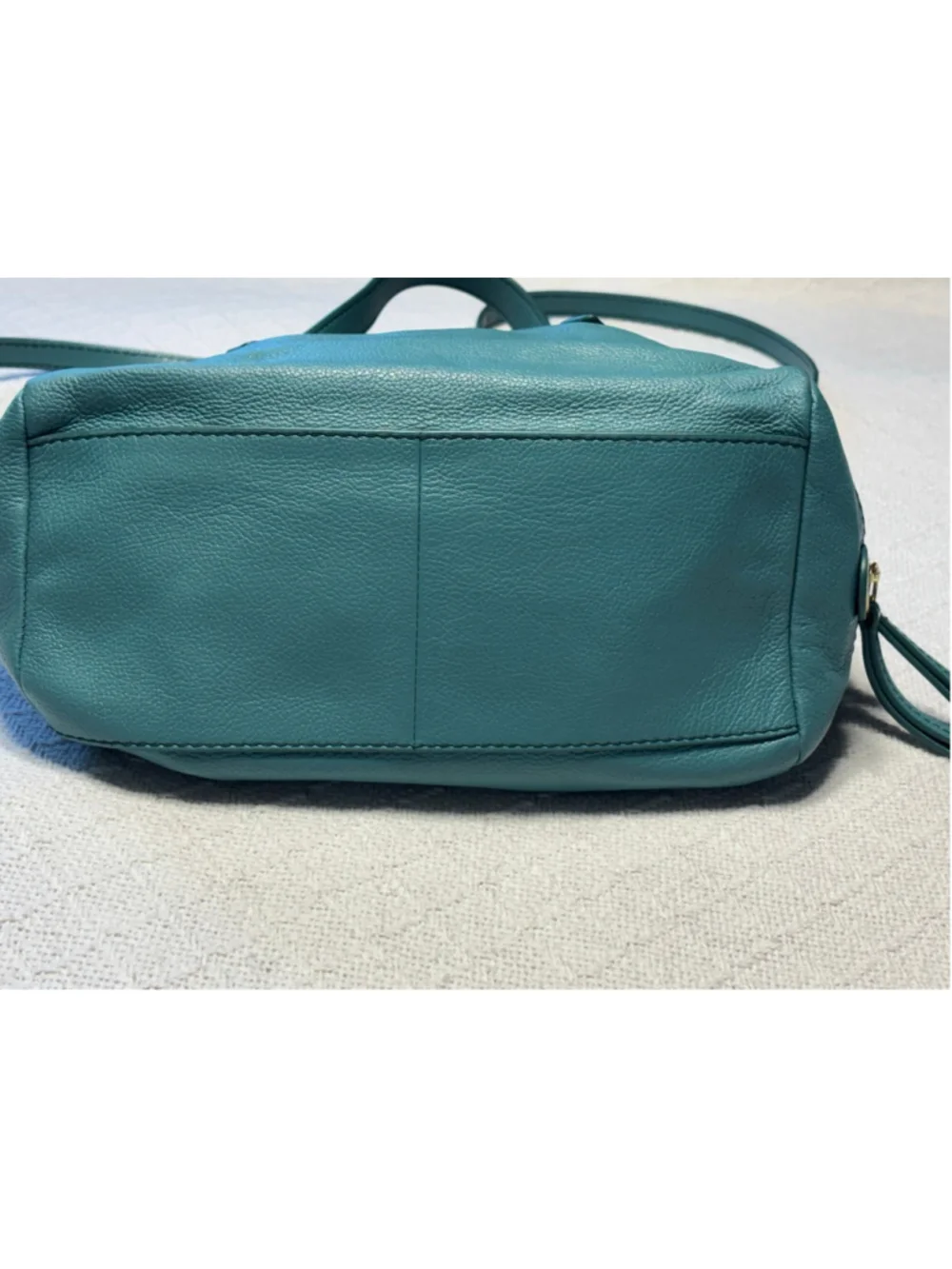 RARE Fossil Genuine Leather Sydney Satchel in Teal Blue/Green GUC - Picture 8 of 14